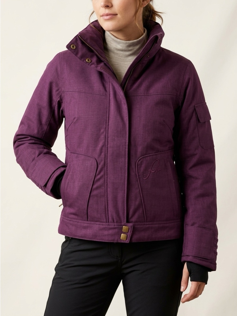 K2 Womens Ski Snowboard Stowable Hood Textured Jacket Purple XS